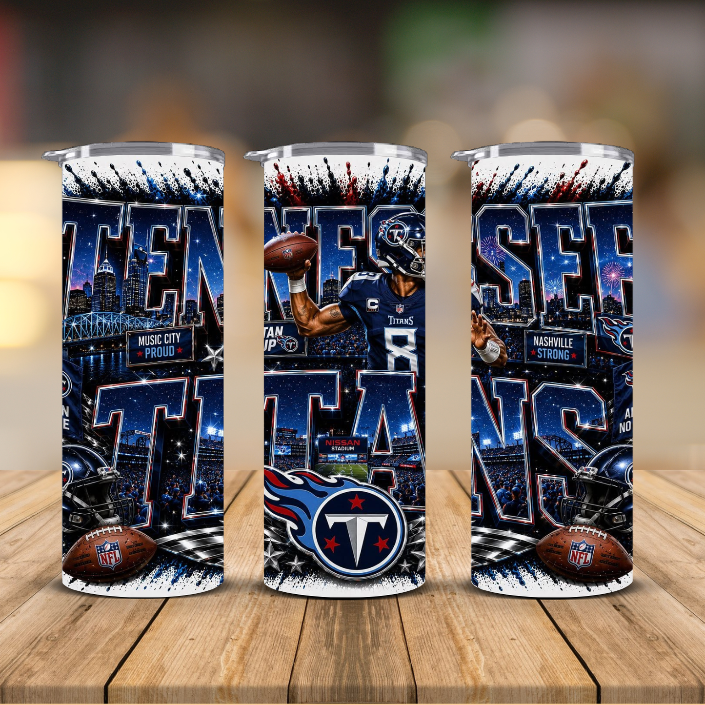 Tennessee Football 20 oz Skinny Tumbler | Sublimation Wrap | Lid & Straw Included