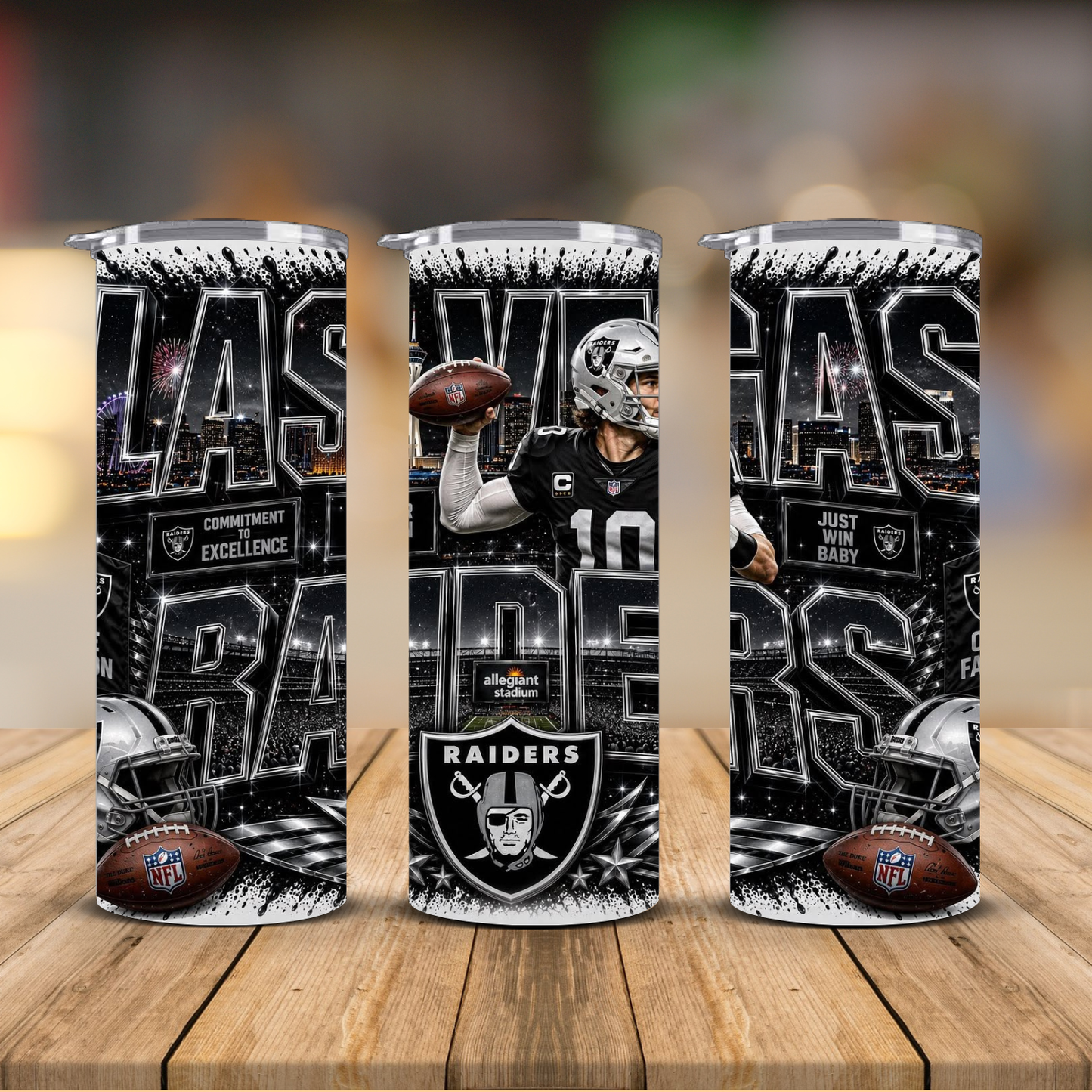 Las Vegas Football 20 oz Skinny Tumbler | Sublimation Wrap | Lid & Straw Included