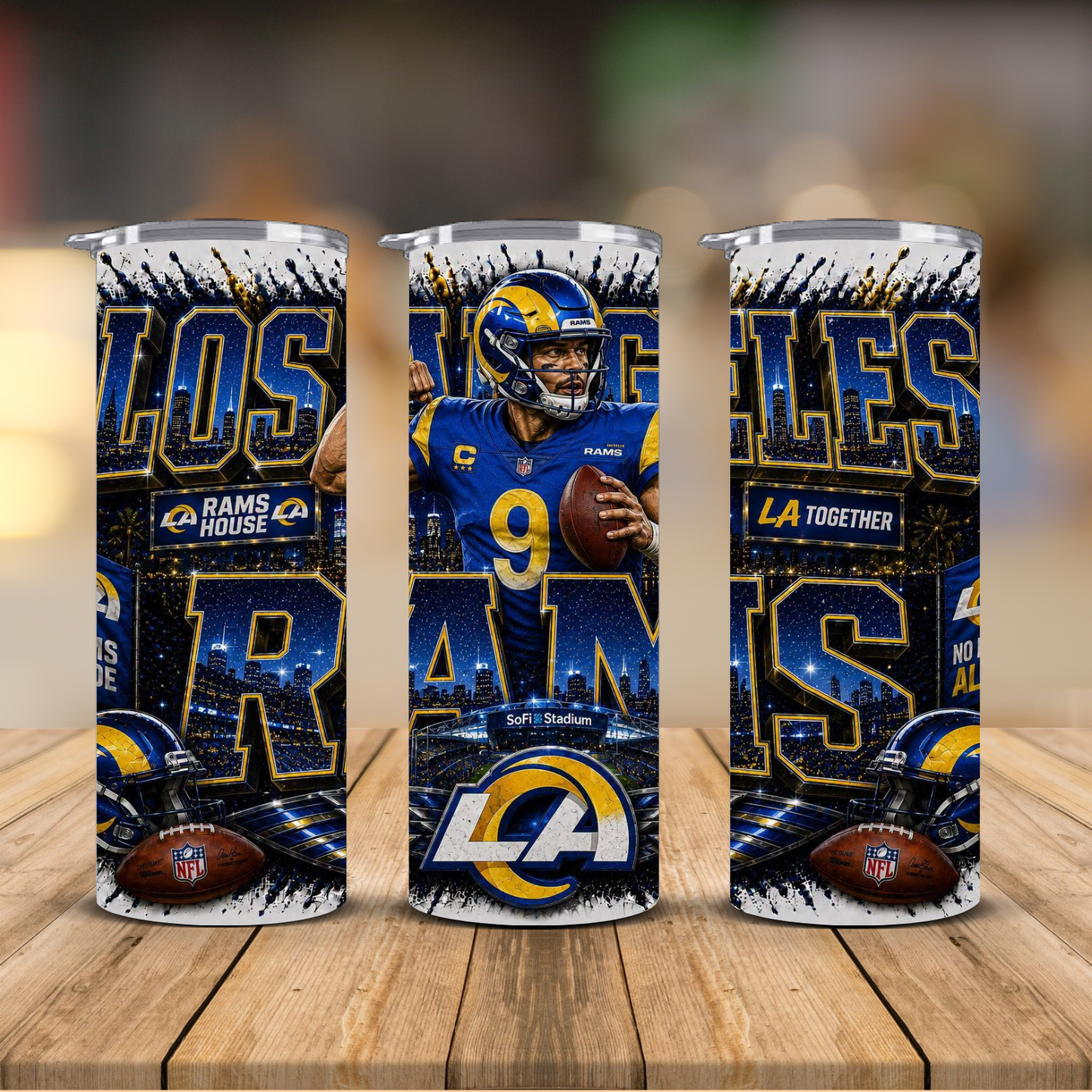 Los Angeles Football 20 oz Skinny Tumbler | Sublimation Wrap | Lid & Straw Included