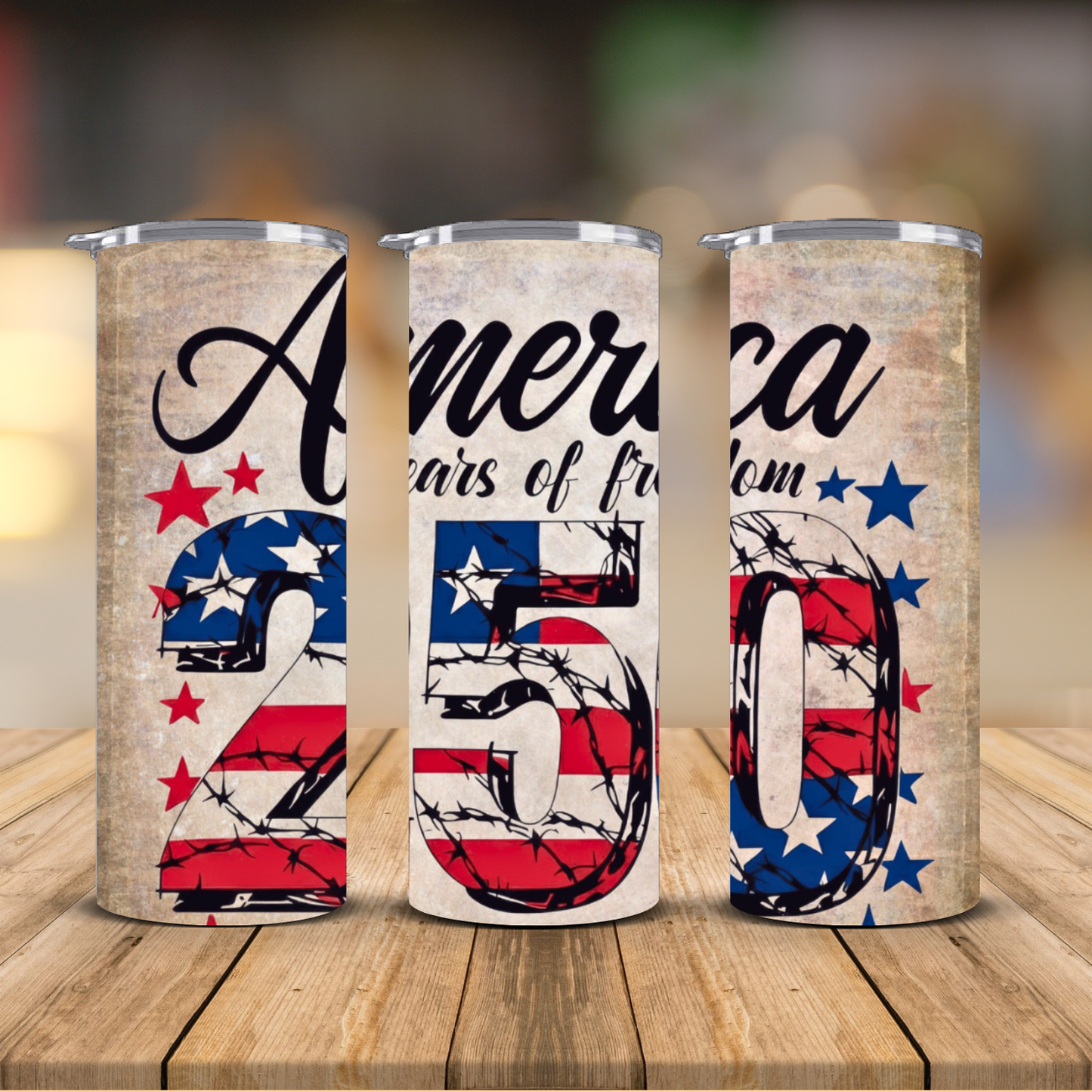America 250 Years of Freedom Sublimation Transfer Print | 20oz Skinny Tumbler (Ready-to-Press)