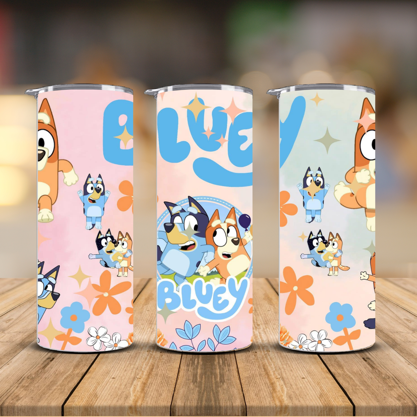 Bluey Family Floral Tumbler – Kids Stainless Steel Cup | 12 oz & 20 oz
