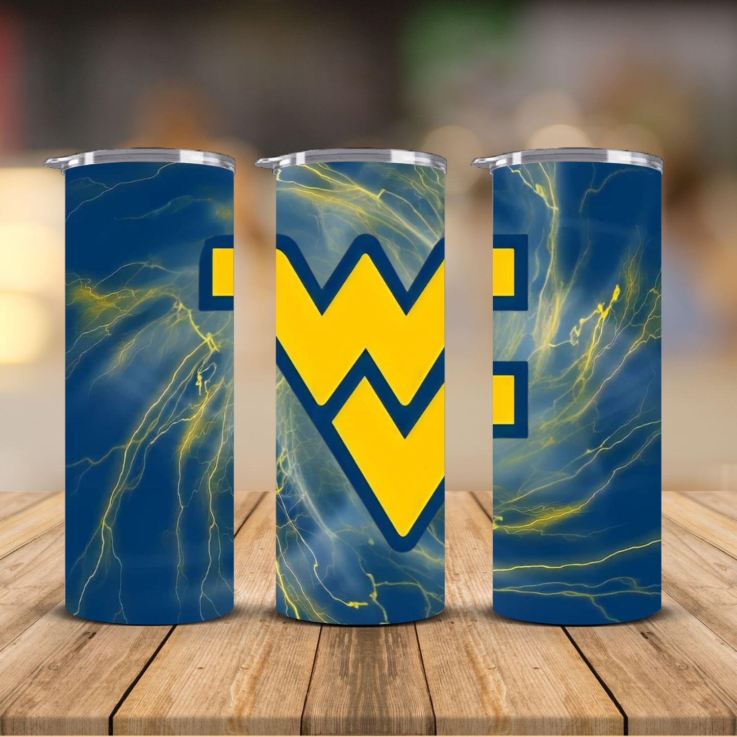 West Virginia Mountaineers Lightning Marble Sublimation Transfer Print | 20oz Skinny Tumbler (Ready-to-Press)