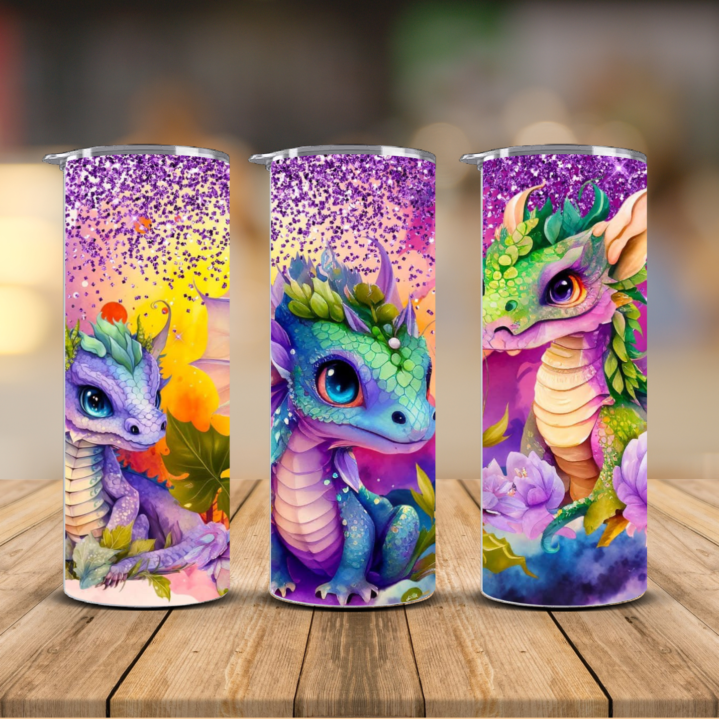 Glitter Baby Dragon Tumbler – Kids Stainless Steel Cup | 12 oz & 20 oz