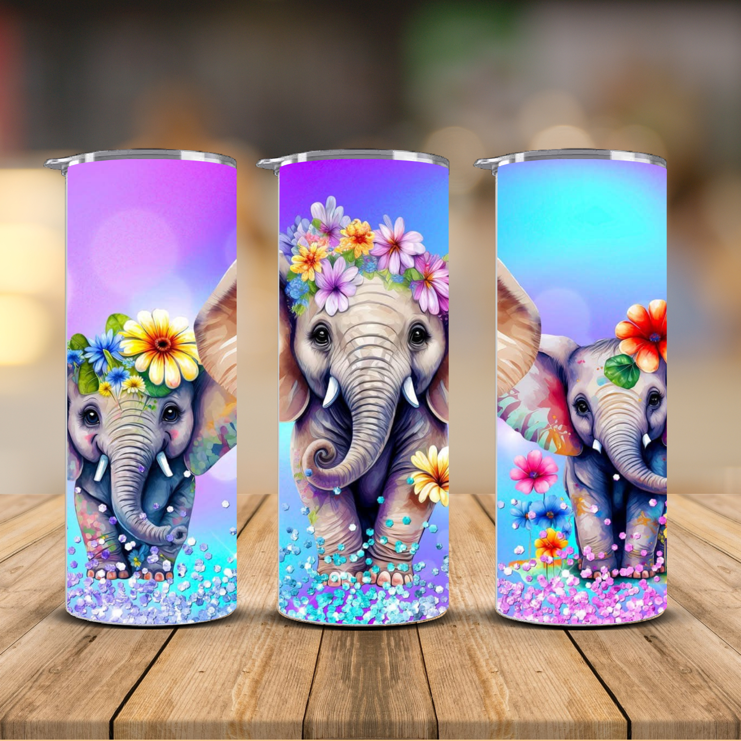 Floral Elephant Tumbler – Personalized Kids Cup | 12 oz & 20 oz