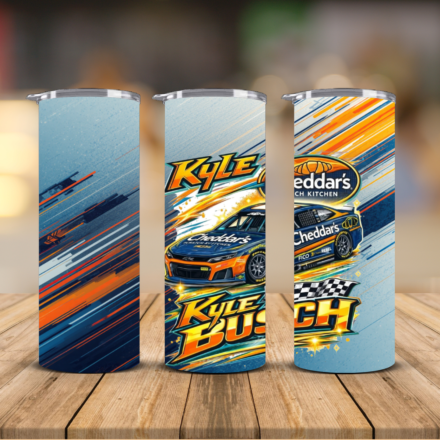 Kyle Busch Cheddar's Scratch Kitchen Sublimation Tumbler – 20 oz Skinny