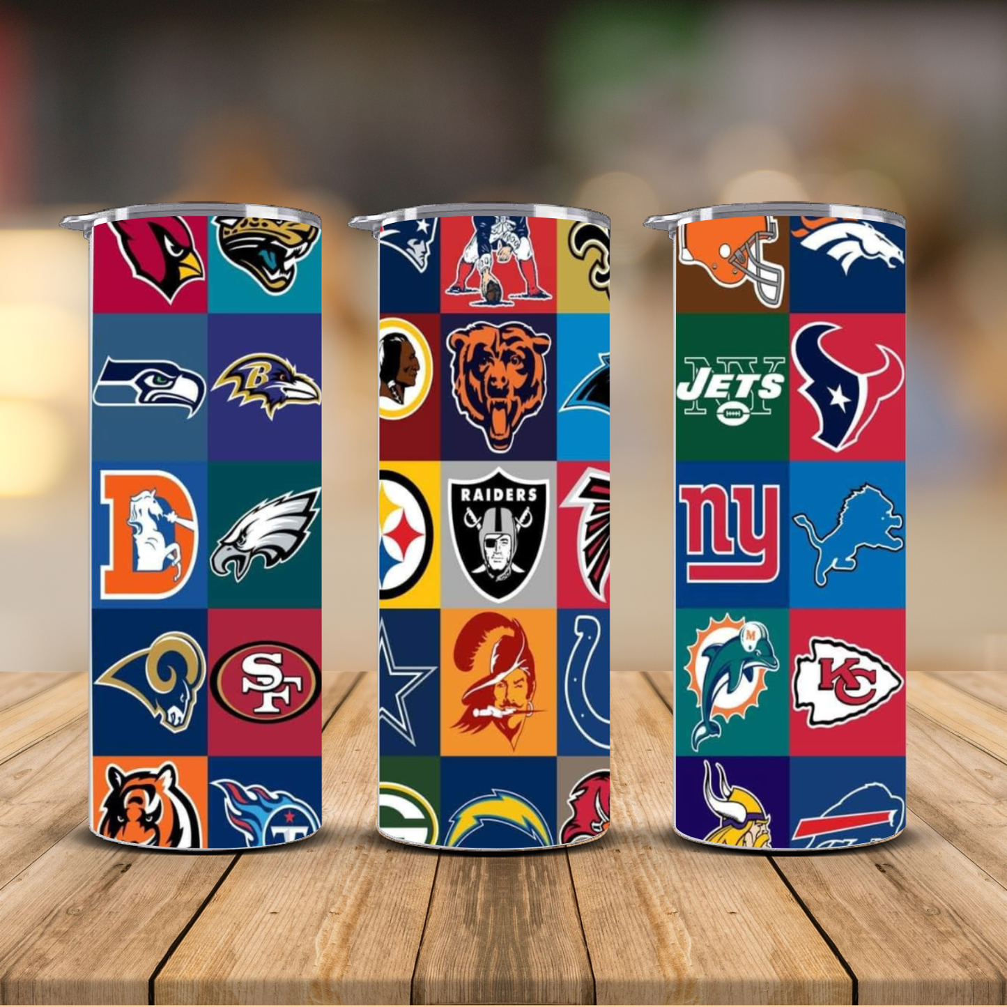 All 32 Pro Football Teams Logo Grid Sublimation Transfer Print | 20oz Skinny Tumbler (Ready-to-Press)
