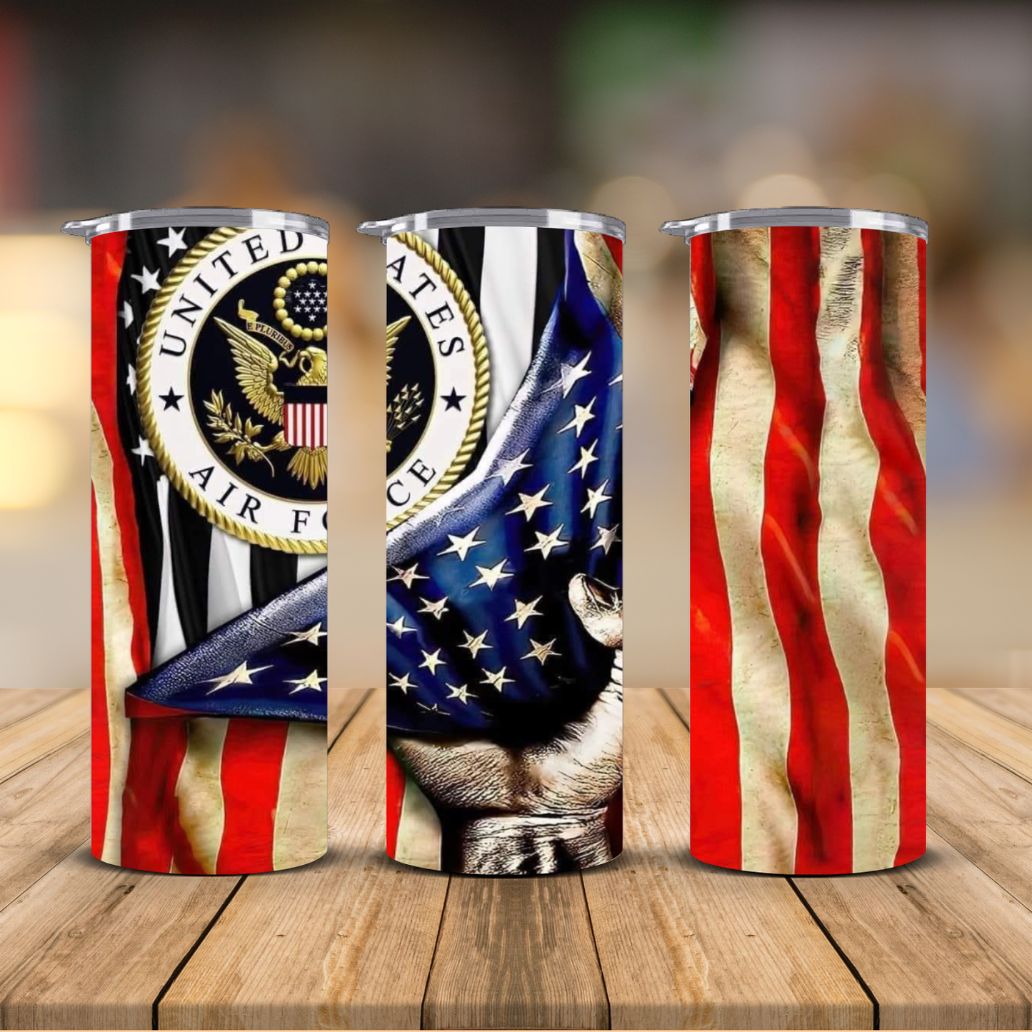 US Air Force Eagle Flag Sublimation Transfer Print | 20oz Skinny Tumbler (Ready-to-Press)