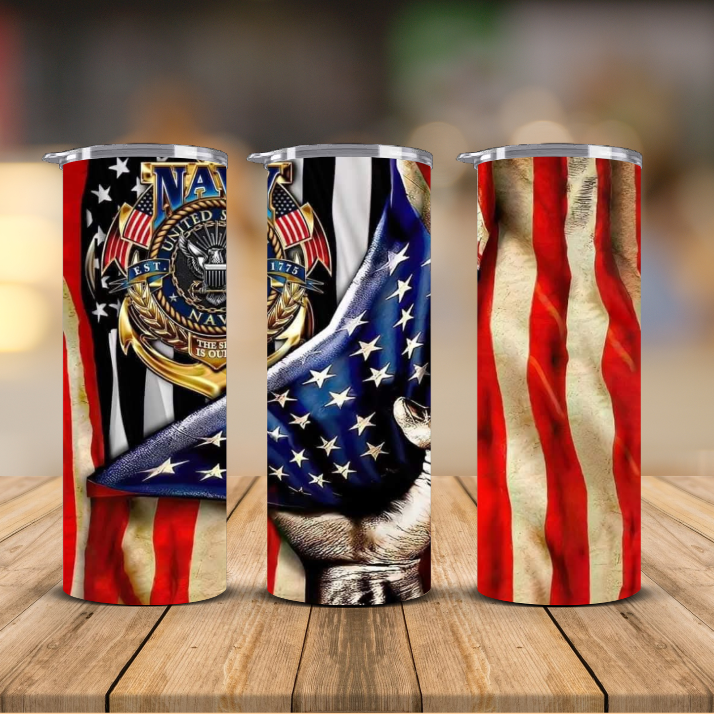 US Navy Eagle Flag Sublimation Transfer Print | 20oz Skinny Tumbler (Ready-to-Press)