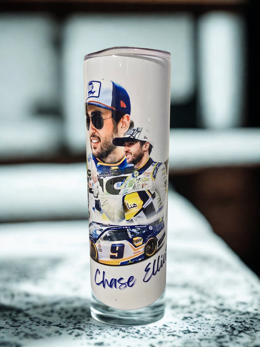 Chase Elliott #9 Racing Collage Tumbler | 20oz Skinny Tumbler