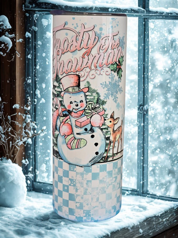 Frosty the Snowman Vintage Pink Retro Tumbler | 20oz Skinny Tumbler | Closeout - Only 1 Available