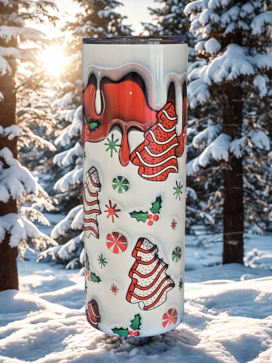 Christmas Tree Cakes Peppermint Holly Tumbler | 20oz Skinny Tumbler | Closeout - Only 1 Available