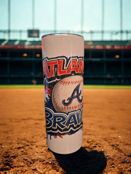 Atlanta Braves Graffiti Baseball Tumbler | 20oz Skinny Tumbler