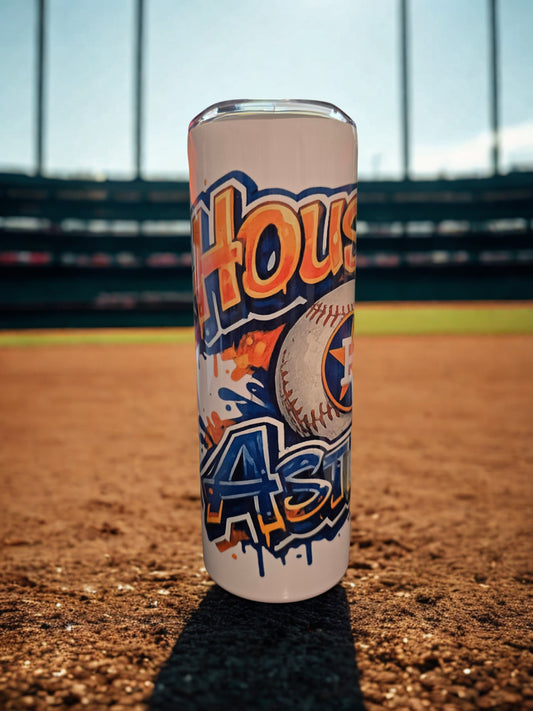 Houston Astros Graffiti Baseball Tumbler | 20oz Skinny Tumbler