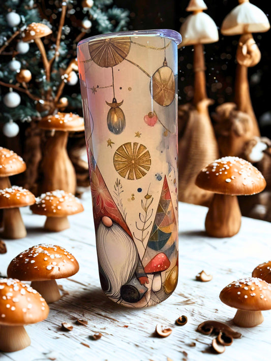 Forest Gnome Mushroom Botanical Tumbler | 20oz Skinny Tumbler | Closeout - Only 1 Available