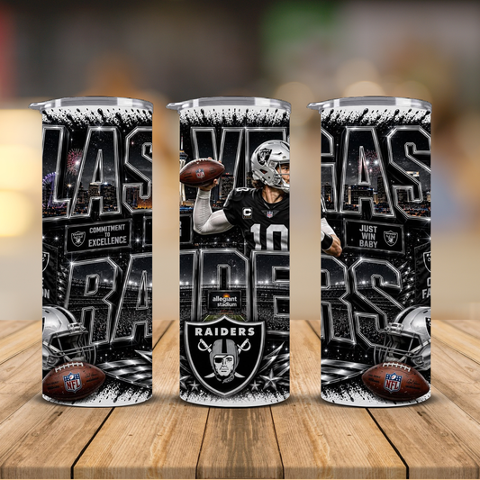 Las Vegas Football 20 oz Skinny Tumbler | Sublimation Wrap | Lid & Straw Included