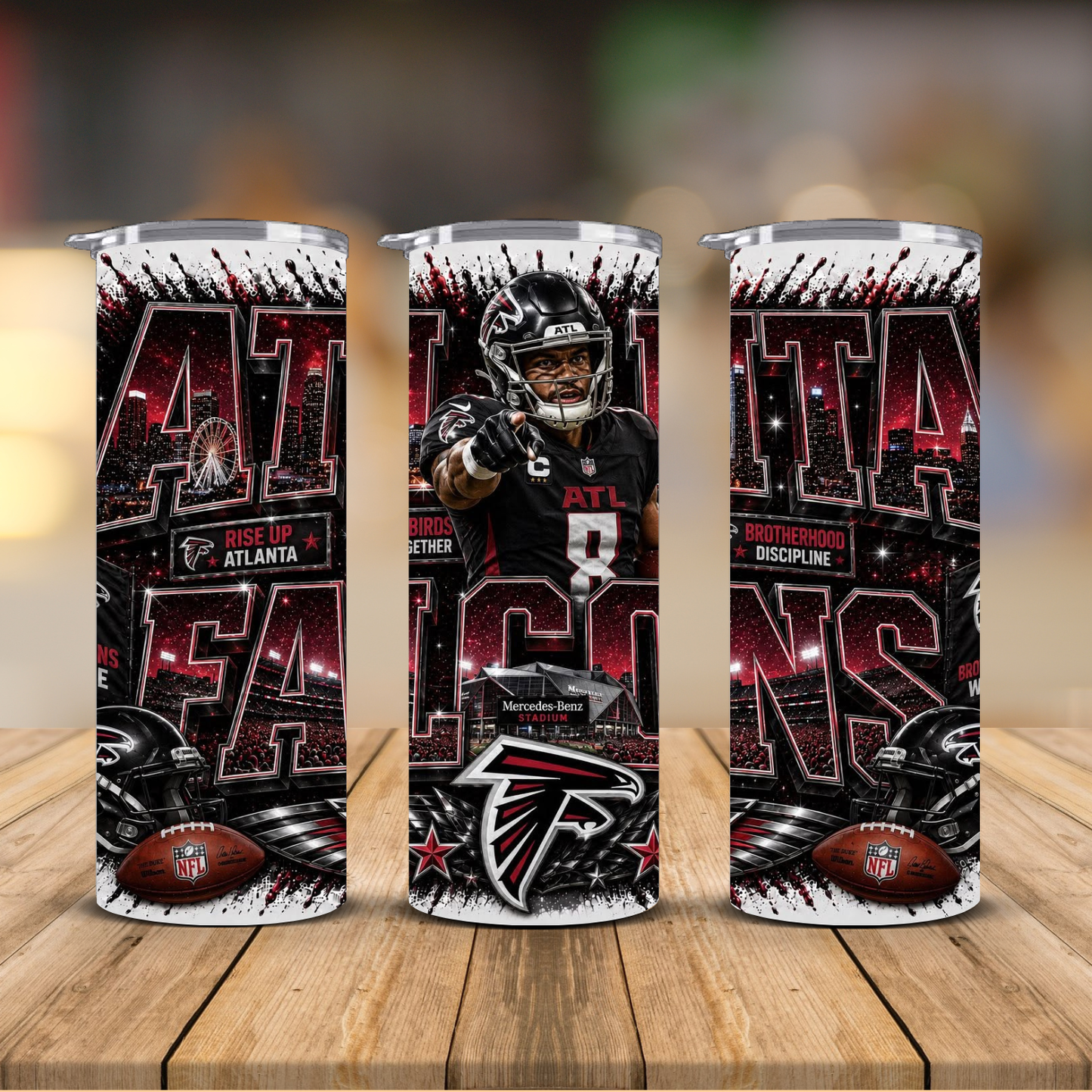 Atlanta Football 20 oz Skinny Tumbler | Sublimation Wrap | Lid & Straw Included