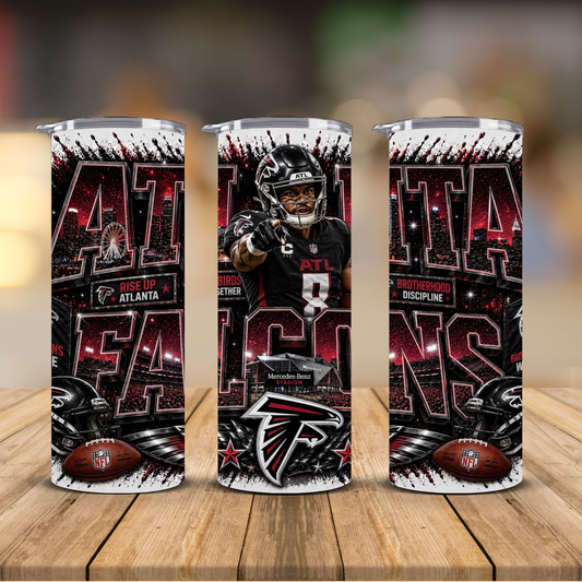 Atlanta Football 20 oz Skinny Tumbler | Sublimation Wrap | Lid & Straw Included