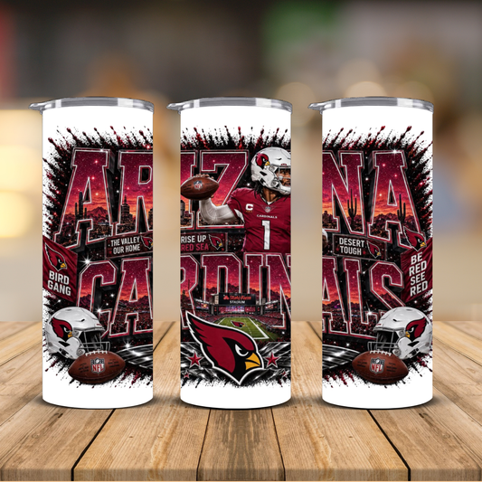 Arizona Football 20 oz Skinny Tumbler | Sublimation Wrap | Lid & Straw Included