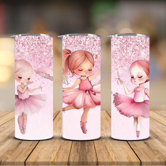 Little Ballerina Glitter Tumbler – Pink Ballet Dance Cup | 12 oz & 20 oz