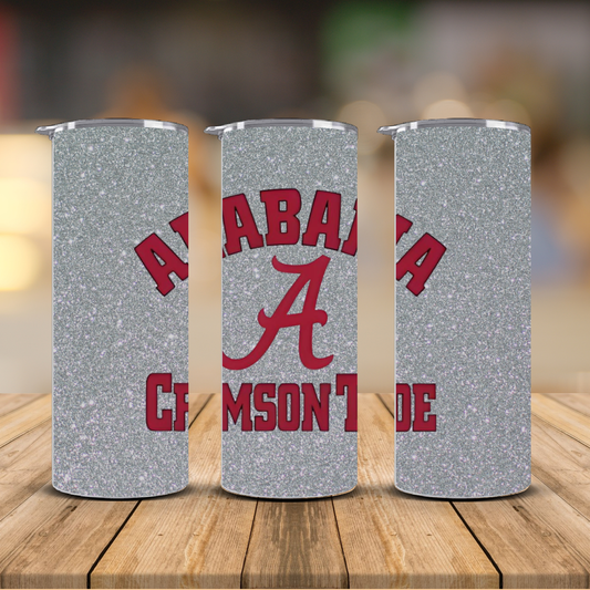 Alabama Crimson Tide Glitter Sublimation Transfer Print | 20oz Skinny Tumbler (Ready-to-Press)