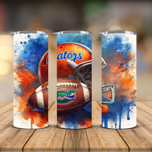 Florida Gators Watercolor Helmet Football Sublimation Transfer Print | 20oz Skinny Tumbler (Ready-to-Press)