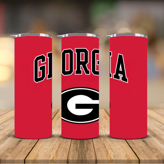 Georgia Bulldogs Classic Arch Logo Sublimation Transfer Print | 20oz Skinny Tumbler (Ready-to-Press)