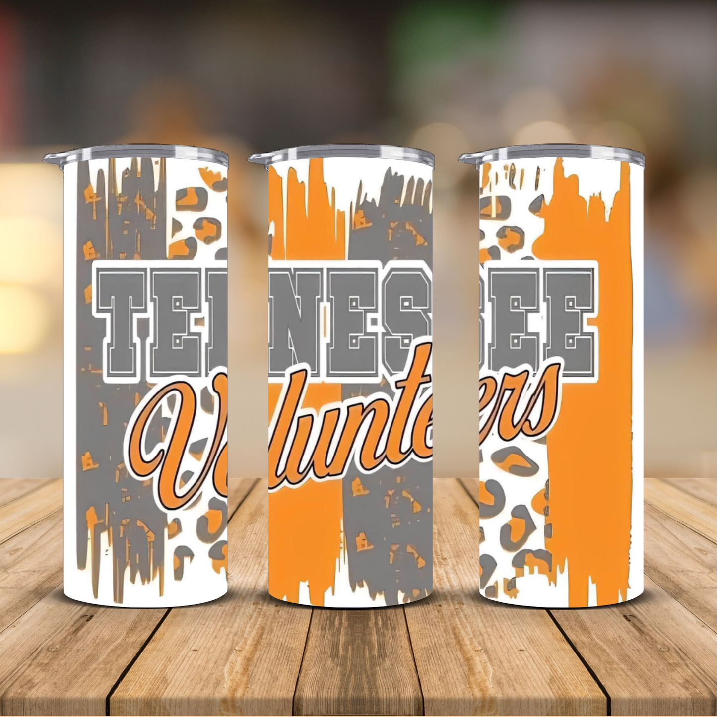 Tennessee Volunteers Varsity Leopard Paint Drip Sublimation Transfer Print | 20oz Skinny Tumbler (Ready-to-Press)