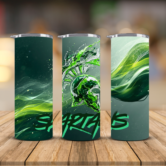 Michigan State Spartans Helmet Paint Splash Sublimation Transfer Print | 20oz Skinny Tumbler (Ready-to-Press)