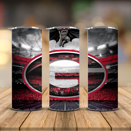 Georgia Bulldogs Stadium Batman Sublimation Transfer Print | 20oz Skinny Tumbler (Ready-to-Press)