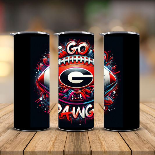Georgia Bulldogs Go Dawgs Graffiti Sublimation Transfer Print | 20oz Skinny Tumbler (Ready-to-Press)