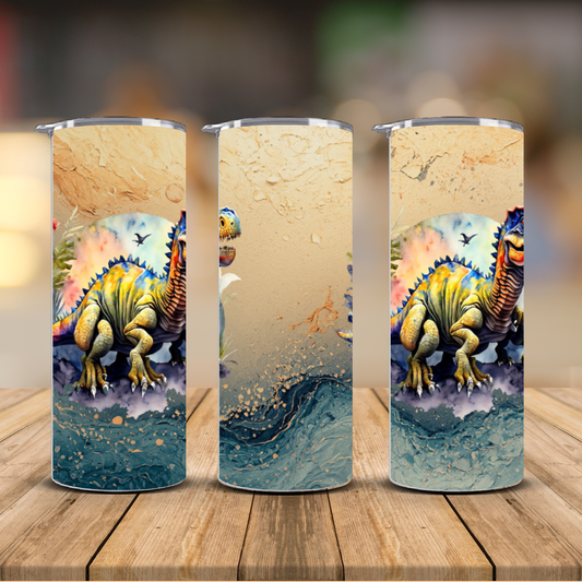 Bold Dinosaur Art Tumbler – Personalized Kids Cup | 12 oz & 20 oz