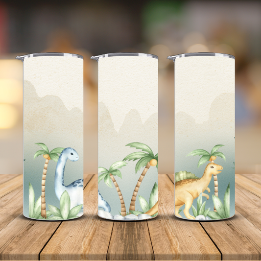 Watercolor Dinosaur Tumbler – Personalized Kids Cup | 12 oz & 20 oz