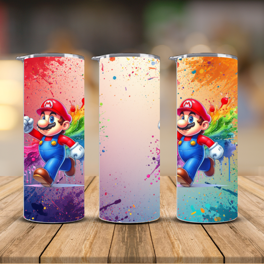 Mario Rainbow Splash Tumbler – Personalized Kids Cup | 12 oz & 20 oz