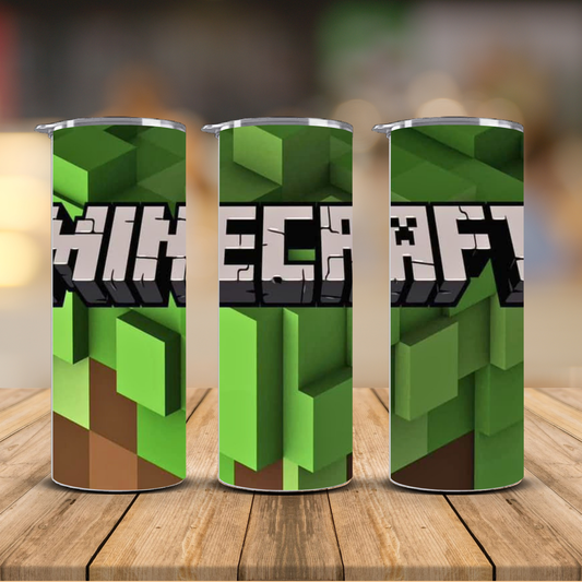 Minecraft Green Blocks Tumbler – Kids Gaming Cup | 12 oz & 20 oz
