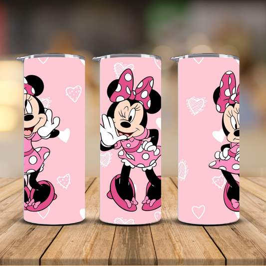 Minnie Mouse Pink Hearts Tumbler – Personalized Kids Cup | 12 oz & 20 oz