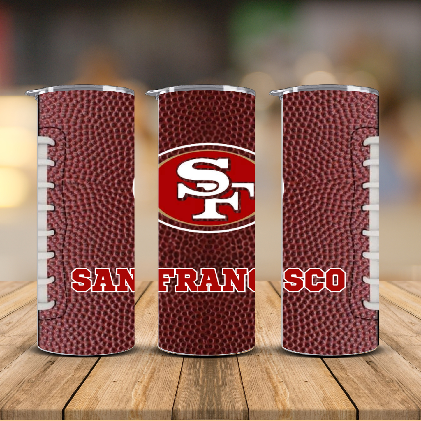 Pro Football Team Logo Football Texture Sublimation Transfer Print | 20oz Skinny Tumbler (Ready-to-Press) | Choose Your Team