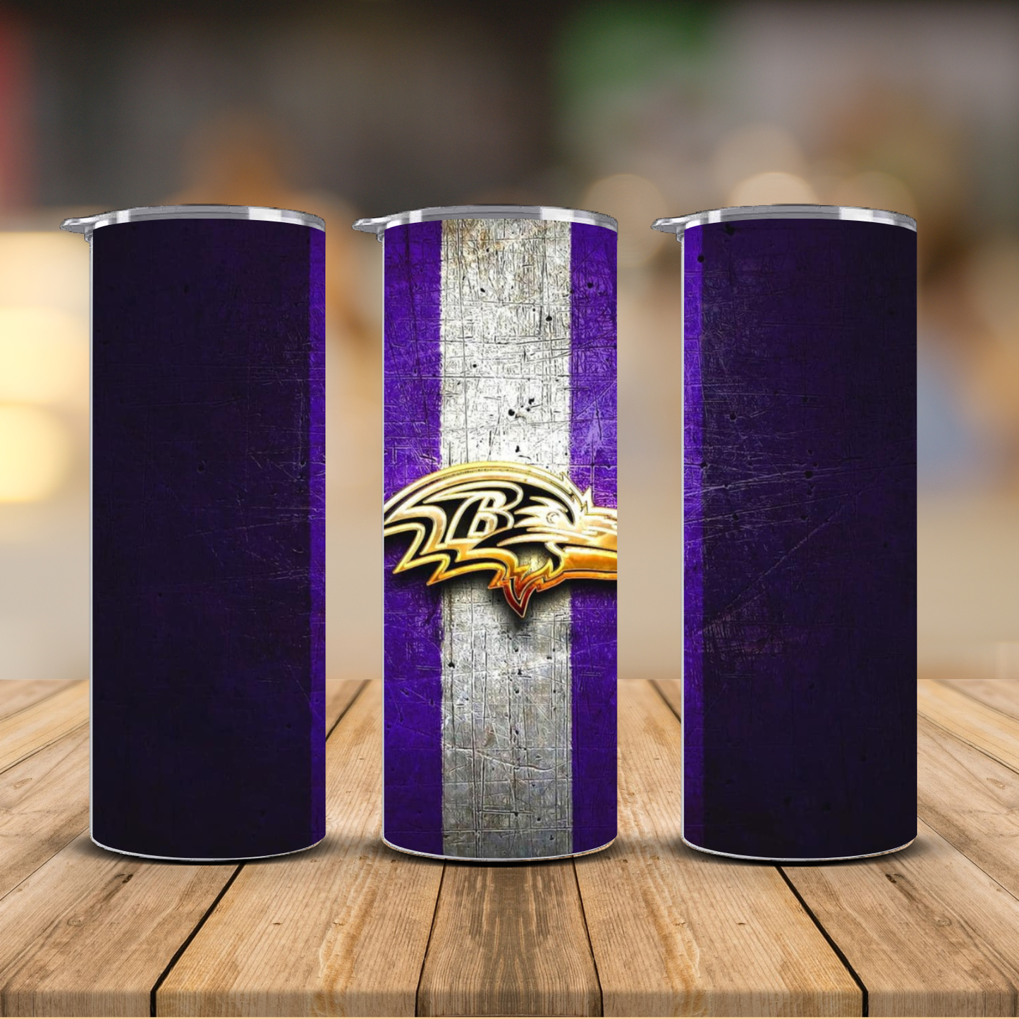 Baltimore Ravens B Logo Distressed Stripe Sublimation Transfer Print | 20oz Skinny Tumbler (Ready-to-Press)
