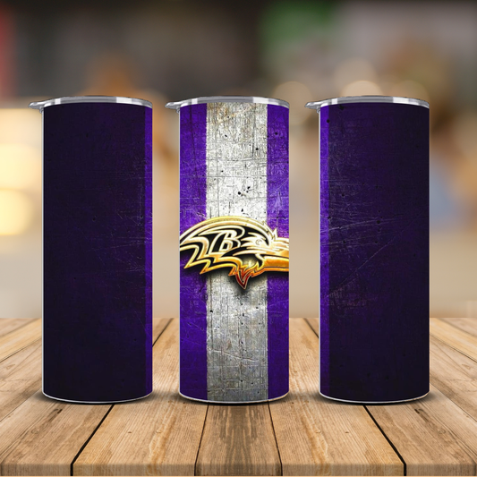 Baltimore Ravens B Logo Distressed Stripe Sublimation Transfer Print | 20oz Skinny Tumbler (Ready-to-Press)