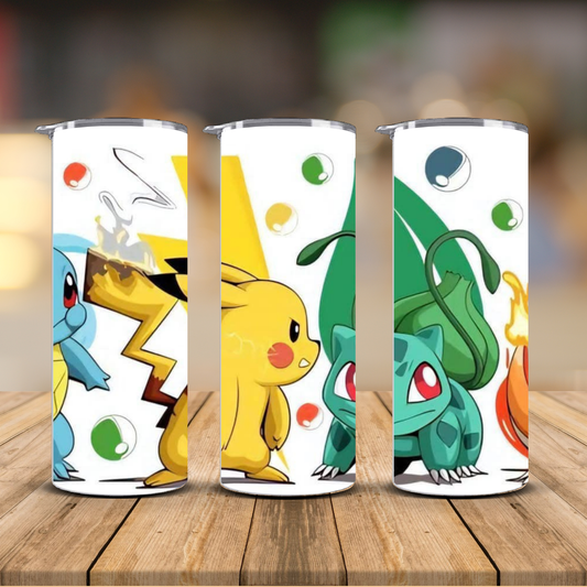 Pokémon Starters Tumbler – Pikachu Bulbasaur Charmander Squirtle Cup | 12 oz & 20 oz