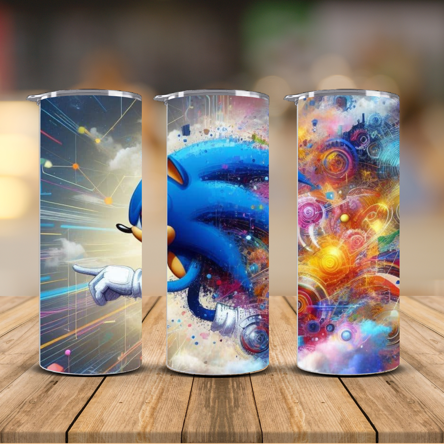 Sonic Abstract Speed Burst Tumbler – Kids Gaming Cup | 12 oz & 20 oz